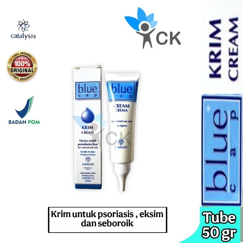 BLUE CAP CREAM TUBE 50 GRAM - Meredakan Psoriasis