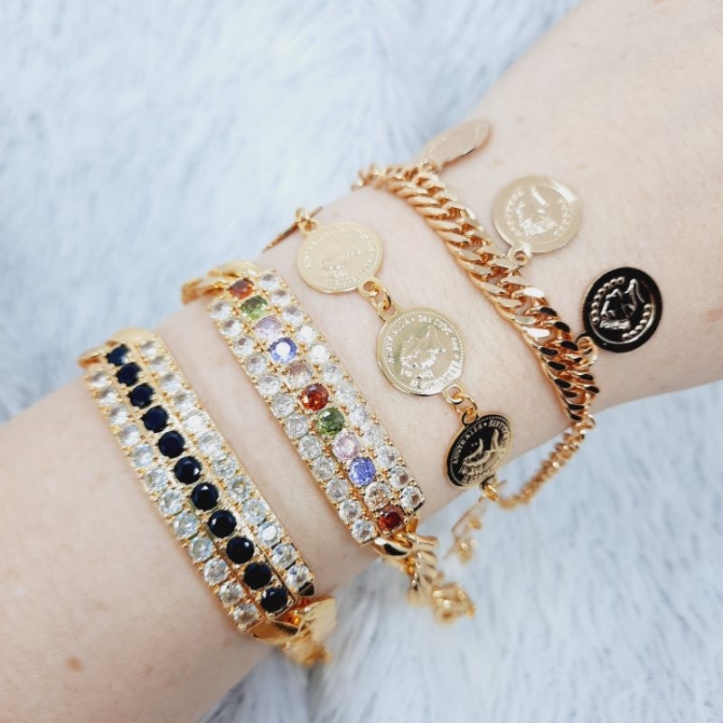 GELANG RANTAI KOIN WANITA BAHAN LAPIS EMAS ET..62