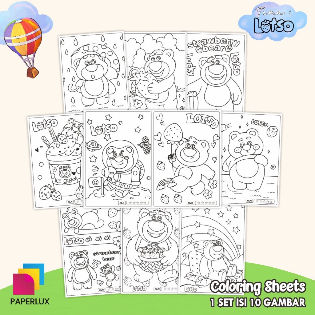 

KERTAS GAMBAR MEWARNAI ANIMASI ANAK - LEMBAR COLORING SHEETS FOR KIDS ISI 10 LEMBAR-SERI 02