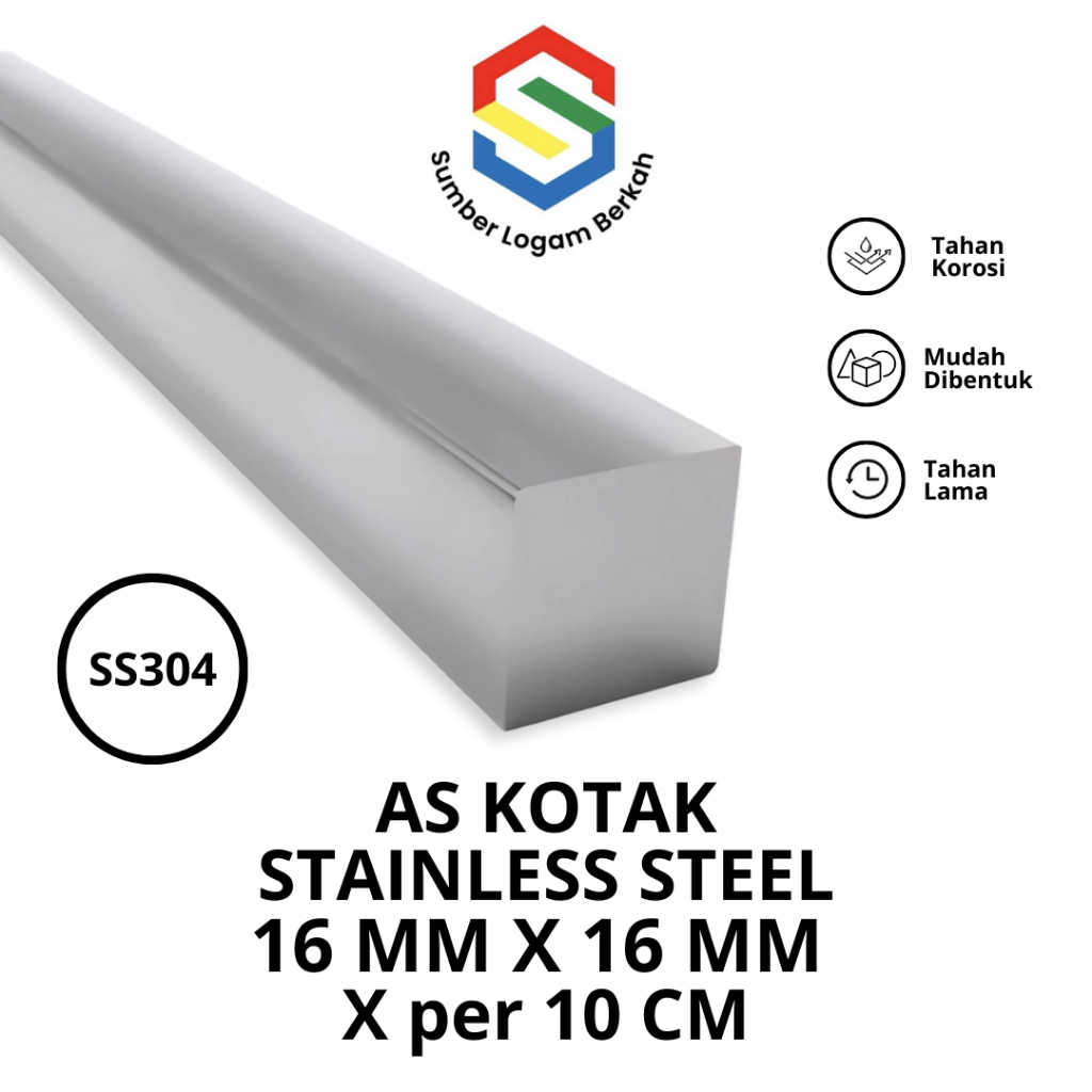 as kotak 16 mm x 16 mm stainless steel 304
