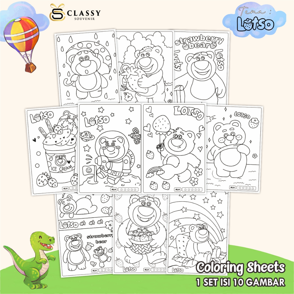 

LEMBAR GAMBAR MEWARNAI - KERTAS MEWARNAI ANAK 1 SET ISI 10 LEMBAR - COLORING SHEETS FOR KIDS SERI 02