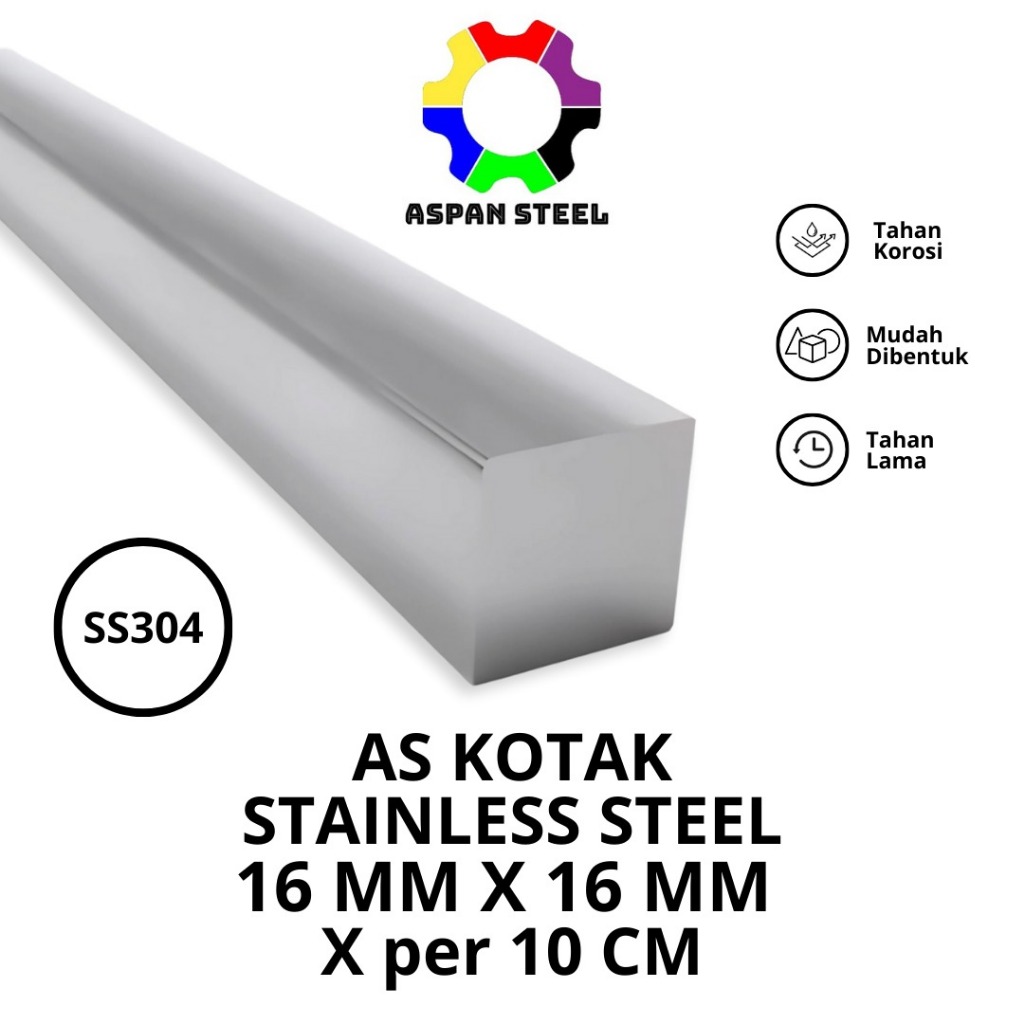 As kotak 16 mm x 16 mm stainless steel 304