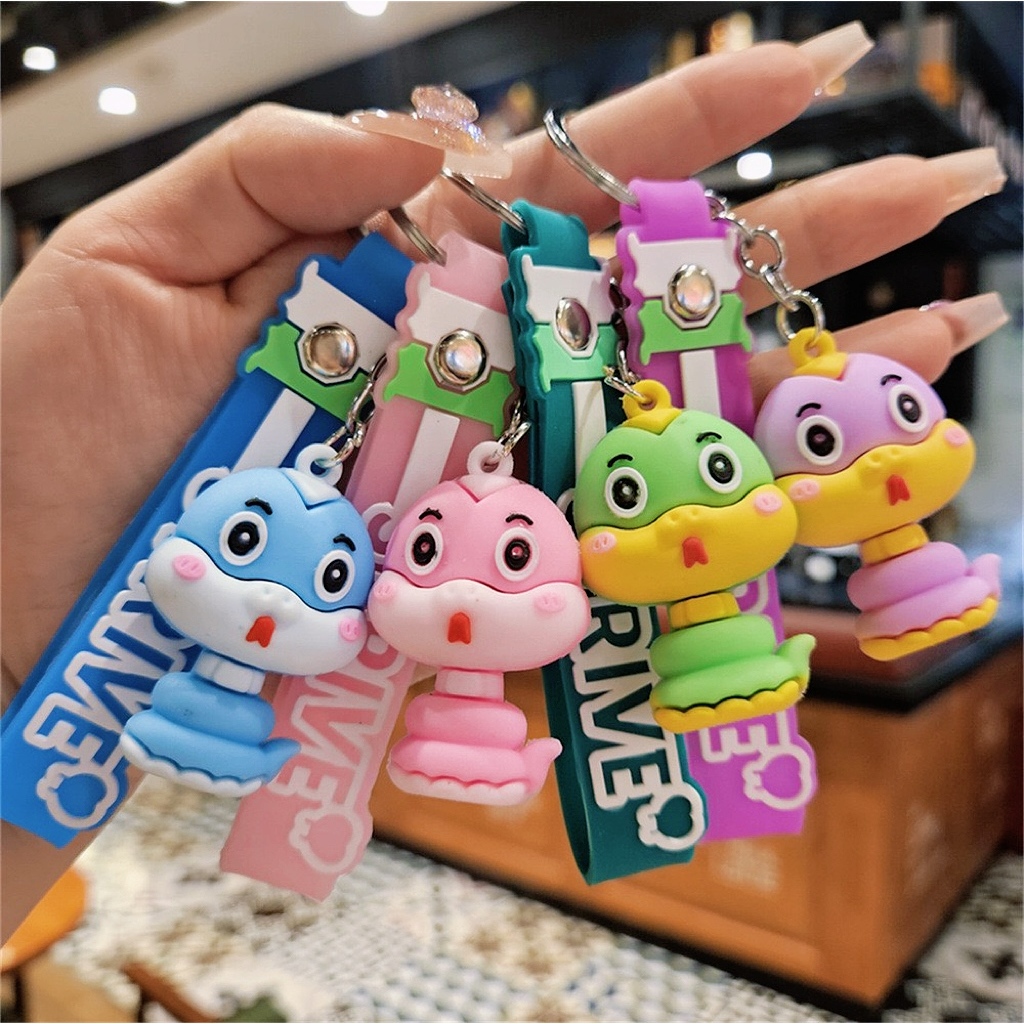 Gantungan Kunci Ular Tahun Baru Lucu/Ular Zodiak Lucu/Bahan Silikon Tahan Air