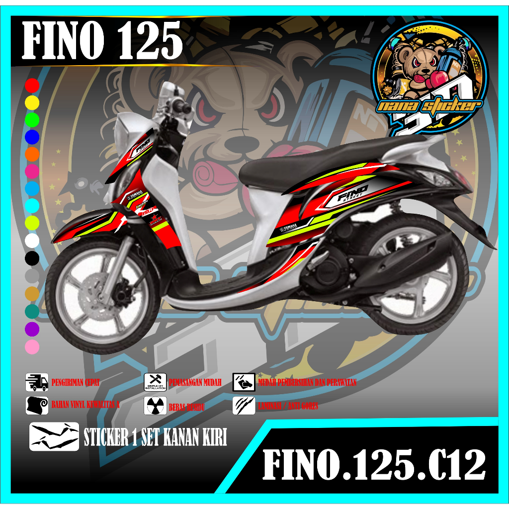 Striping FINO 125  - Stiker FINO 125 List Variasi Motor STICKER FINO 125 MOTIF keren CODE C12
