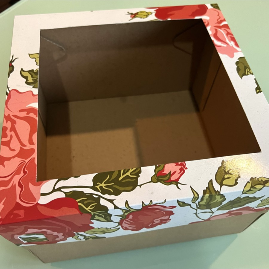 

Dus kue motif white rose mika 22x22 25x25 kotak kue bolu lapis box cake packaging hampers tempat roti