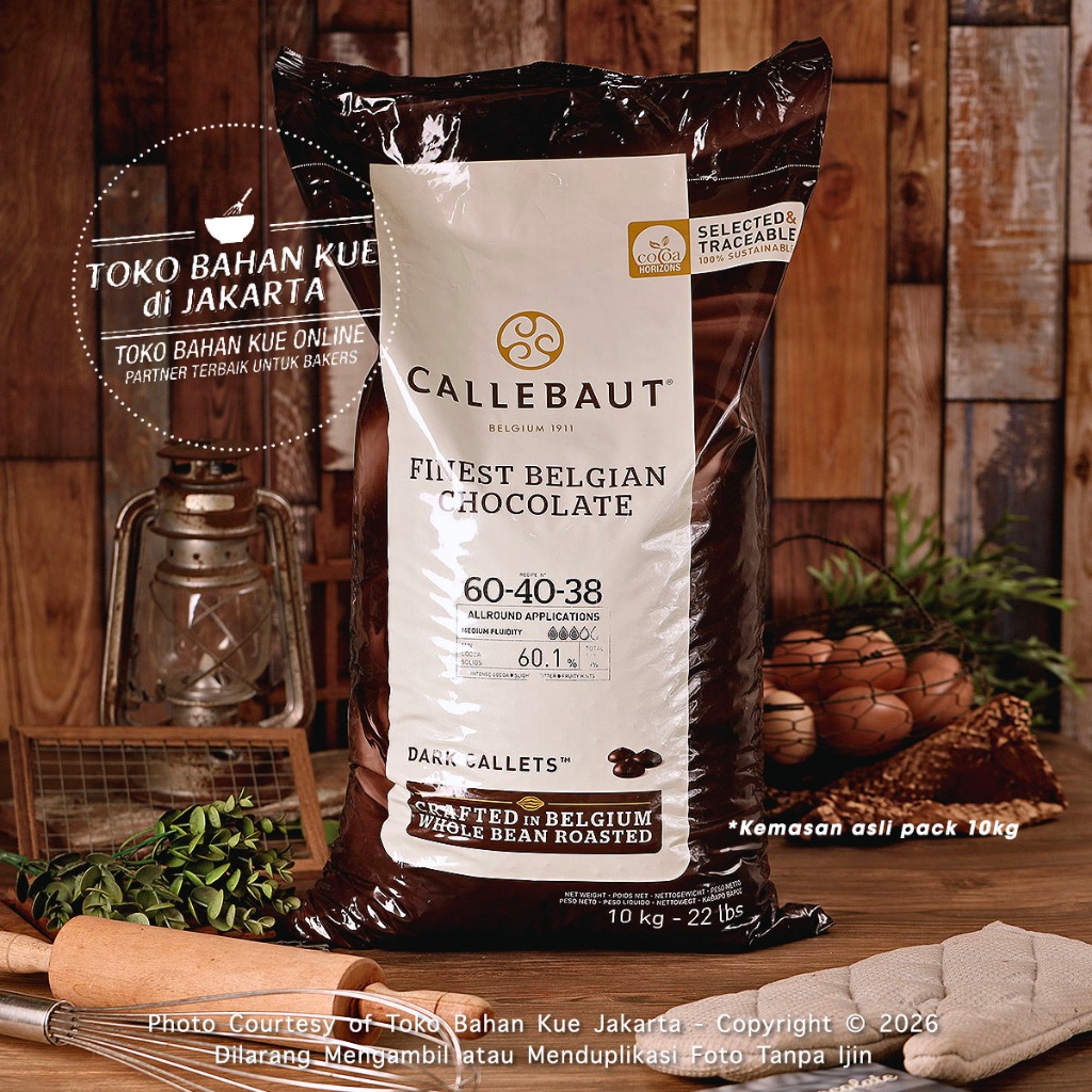 

Callebaut 60,1% 10kg ASLI Dark Chocolate Couverture Cokelat Dark 604038 Finest Belgian Coklat Baking Coin