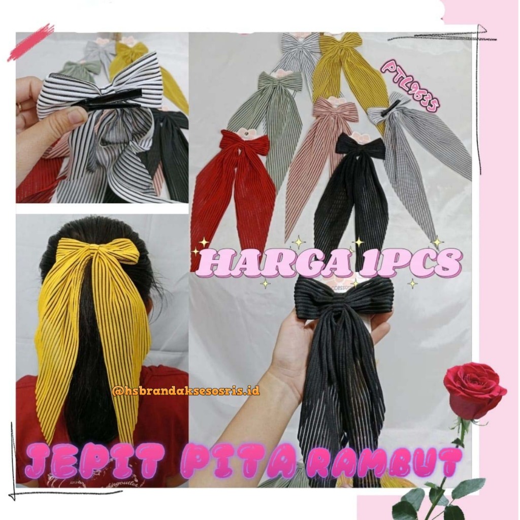 JEPIT RAMBUT PITA SATIN / JEPITAN RAMBUT PITA WARNA WARNI / JEPIT RAMBUT CEWEK / PITA RAMBUT MODEL G