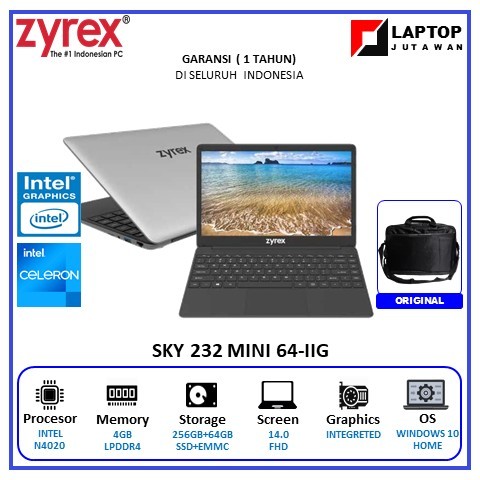 LAPTOP Zyrex SKY 232 Core N4020 4GB 256SSD+64GB Windows 10 Home 11.6FHD