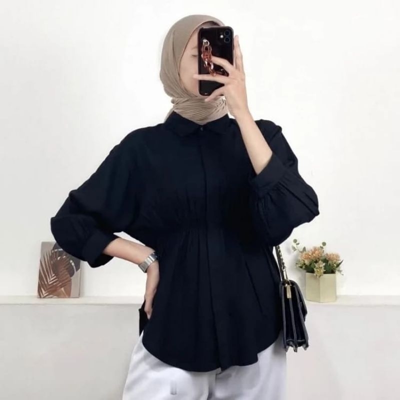 Kemeja Aico kerut pinggang/atasan remaja kekinian/ootd atasan wanita terbaru