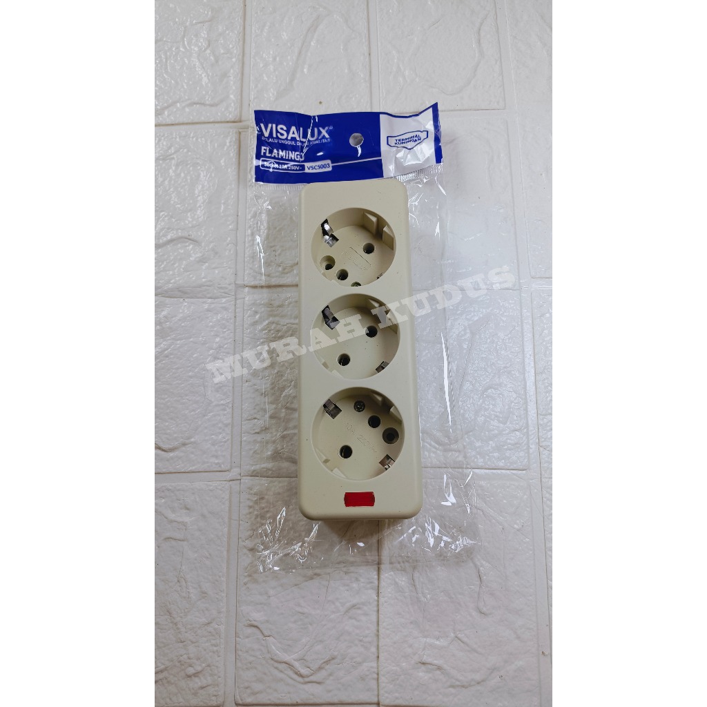 STOP KONTAK COLOKAN VISALUX ARDE 3 LUBANG TANPA KABEL