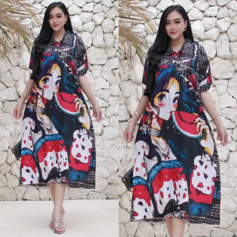 DASTER SOFIA KERAH RAYON ADEM JUMBO KEKINIAN DASTER MOTIF