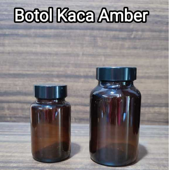 Botol Kaca Amber 100ml 200ml Botol Obat Suplement Vitamin Kapsul Suplemen 100gram 200gram Free Segel