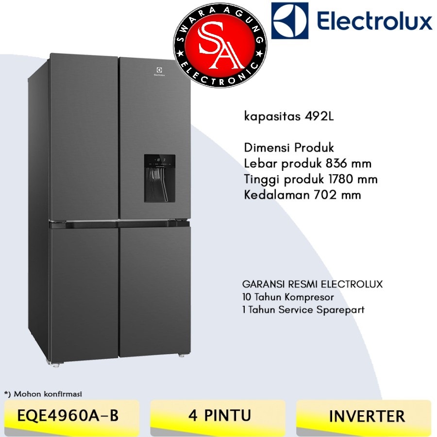 Kulkas 4 Pintu Multi Door 492 Liter Electrolux Type : EQE4960 - With Dispenser ( MEDAN )