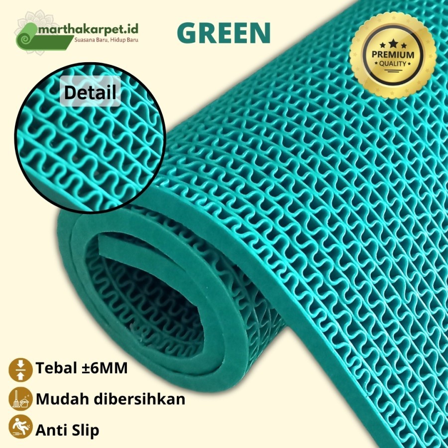 Karpet PVC Kamar Mandi 100cm x 120cm, S Mat, keset kamar mandi (LEBAR 1,2m) WARNA GREEN