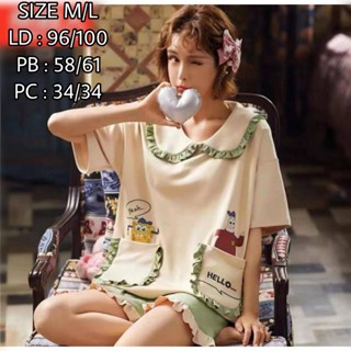 GS - Setelan Baju TIDUR Celana Pendek Piyama Hotpant | Piama Baju Tidur Wanita Remaja bahan Katun
