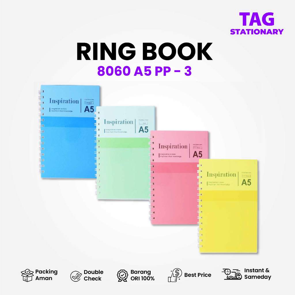 

GREEBEL Buku Tulis Ring Spiral / Ring Book 8060 A5 PP-3 / Buku Catatan Spiral Timur Agung Grosir