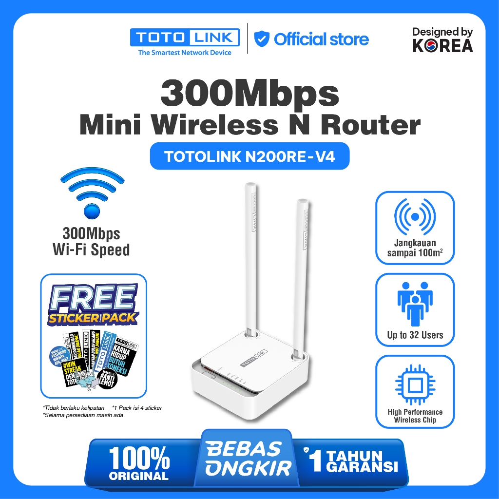 TOTOLINK N200RE V4 - Router Wireless Mini 300 Mbps