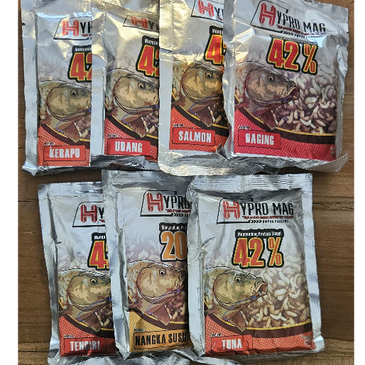 Umpan Pancing Ikan Mas Pelet Hypro Mag HyproMag - 42 % High Protein - Aroma Daging Kerapu Salmon Ten