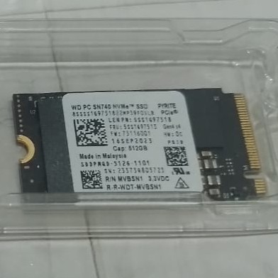 SSD WD SN740 512GB SSD M.2 2230 30mm NVMe PCIe 4.0 Gen 4 x 4