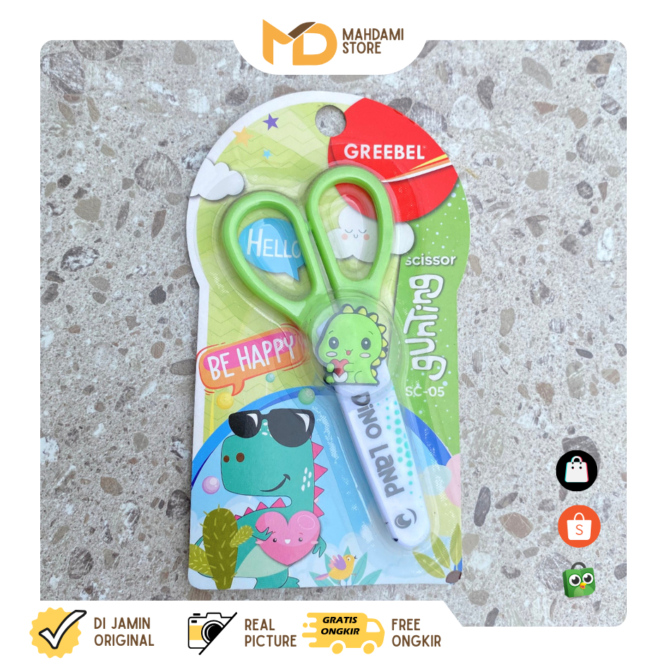 

Gunting Karakter Dino Land Greebel/ Scissor caracter kids/ Gunting anak/ Gunting aman untuk anak