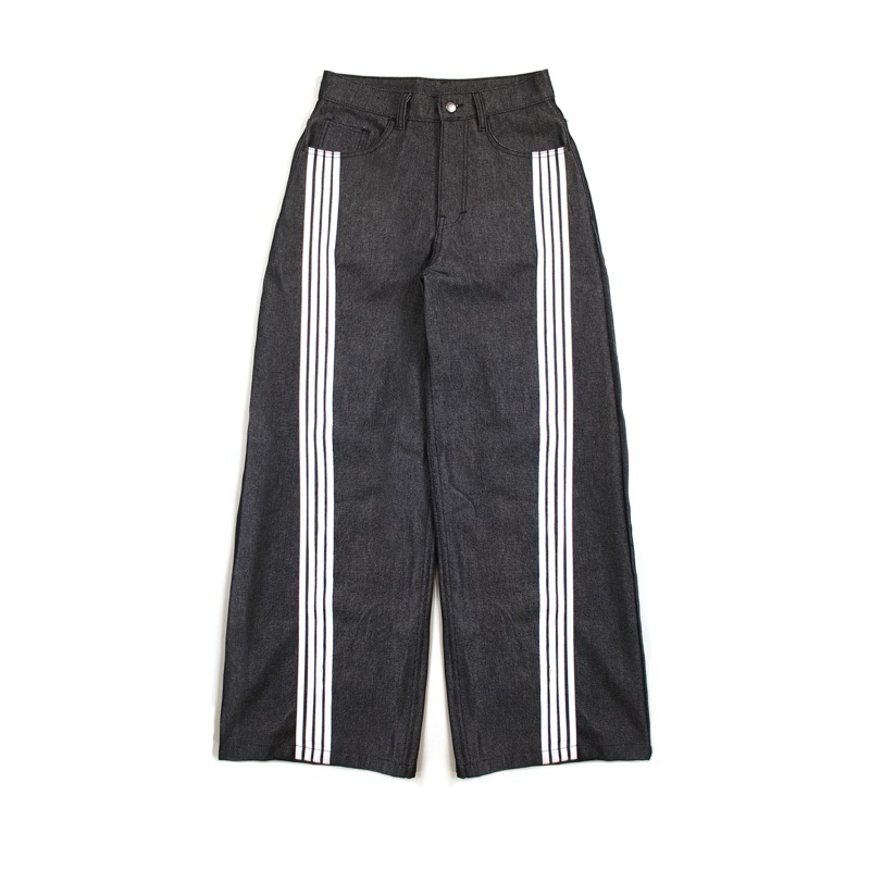 DEMOAN - STRIPE BAGGY JEANS RAW & WASH | Celana pria wanita Unisex