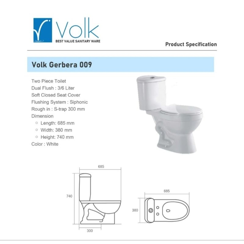 Kloset Duduk Tabung Siram Otomatis Dua Tombol