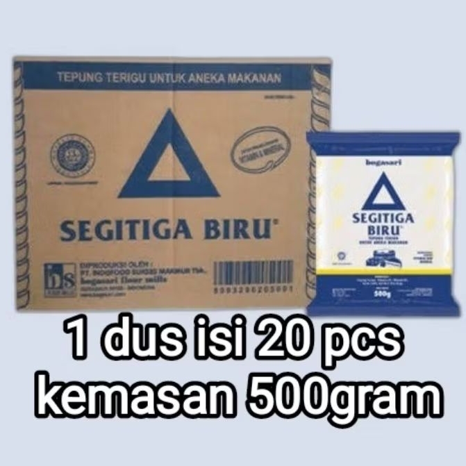 

segitiga biru tepung terigu kemasan 500gram 1 dus