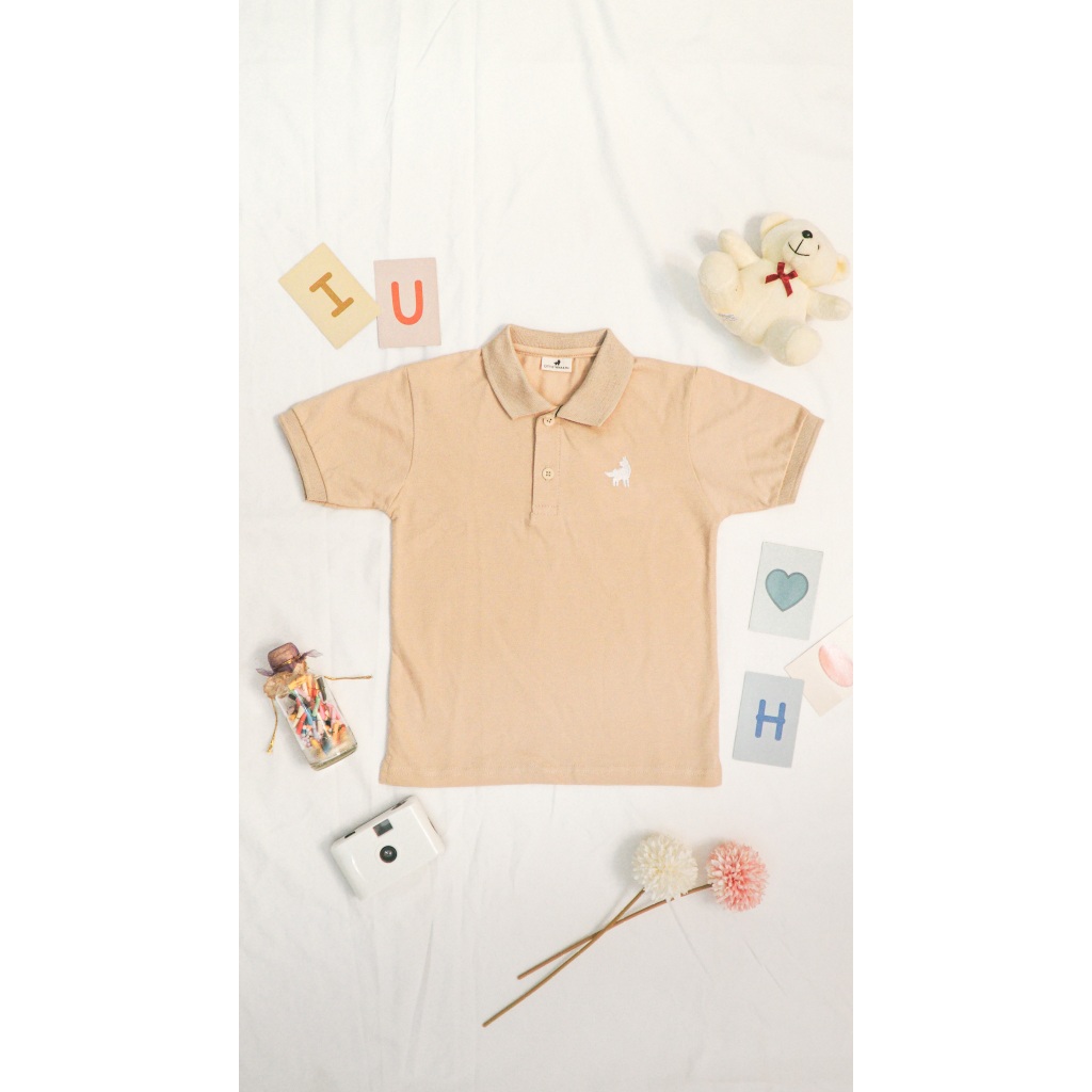 LITTLE WARREN Baju Polo Shirt Anak Premium Beige Coklat Muda ( Kaos Kerah Anak )