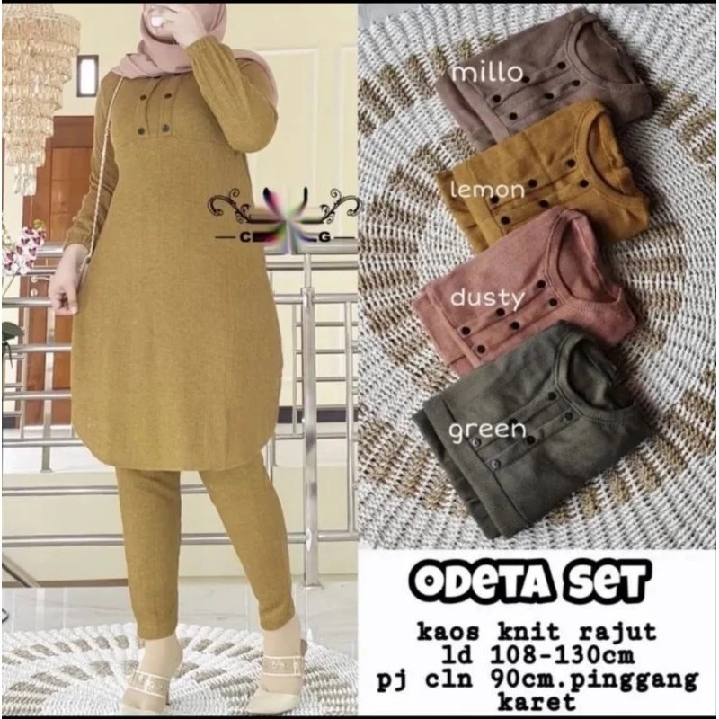 New Deals (Bisa Cod) Best Seller Odeta One Set Wanita Muslimah Terbaru Setelan Odeta Model Kekinian