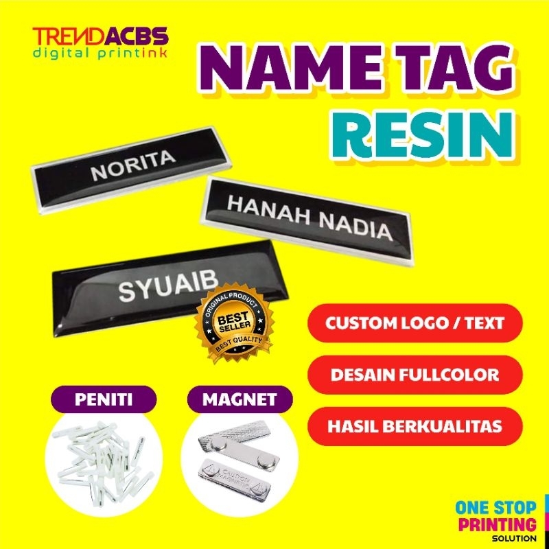 

Nametag / Papan nama / Papan dada Tanda Pengenal Magnet Peniti Resin UV