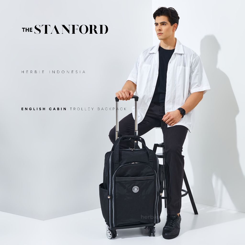 [THE STANFORD] TAS RANSEL TROLI FASHION KABIN BAGASI PESAWAT BAHAN PARASUT ANTI AIR RODA 4 TROLLEY B