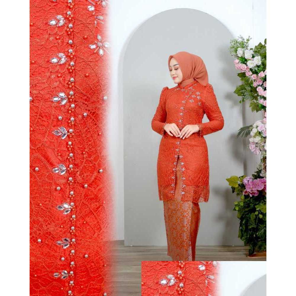 LUNA – Kebaya Gaun Baju Gamis Dres Brukat Tile Maxi Brokat Formal Resmi Wanita Remaja Muslim Dress B