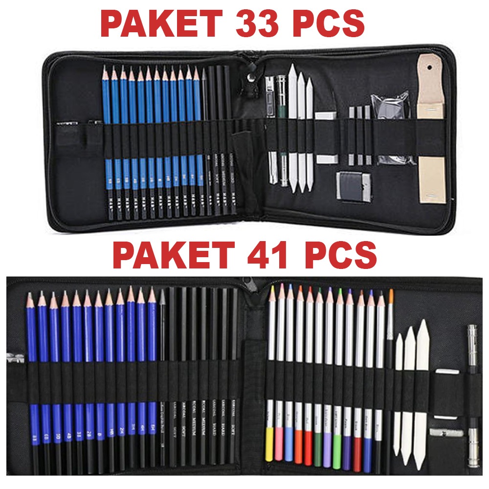 

33PCS 41PCS Set Sketch Pensil Pisau Penghapus Dan Pensil Gambar Untuk Keperluan Sekolah Pencil