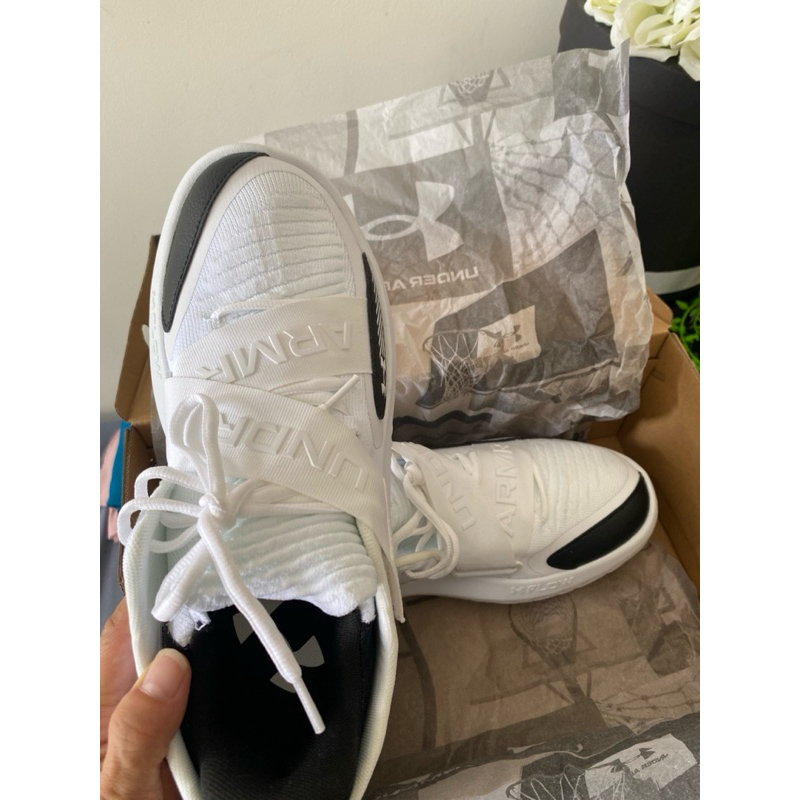 BARU sepatu sneakers basket under armour flow white belt sabuk putih armr ori sz 43 unisex hitam put