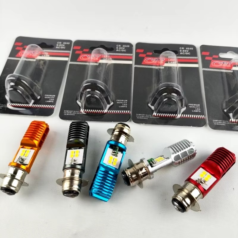 LAMPU UTAMA DEPAN MOTOR LED PUTIH ARUS AC DC LED 4 MATA 2 SISI UNIVERSAL