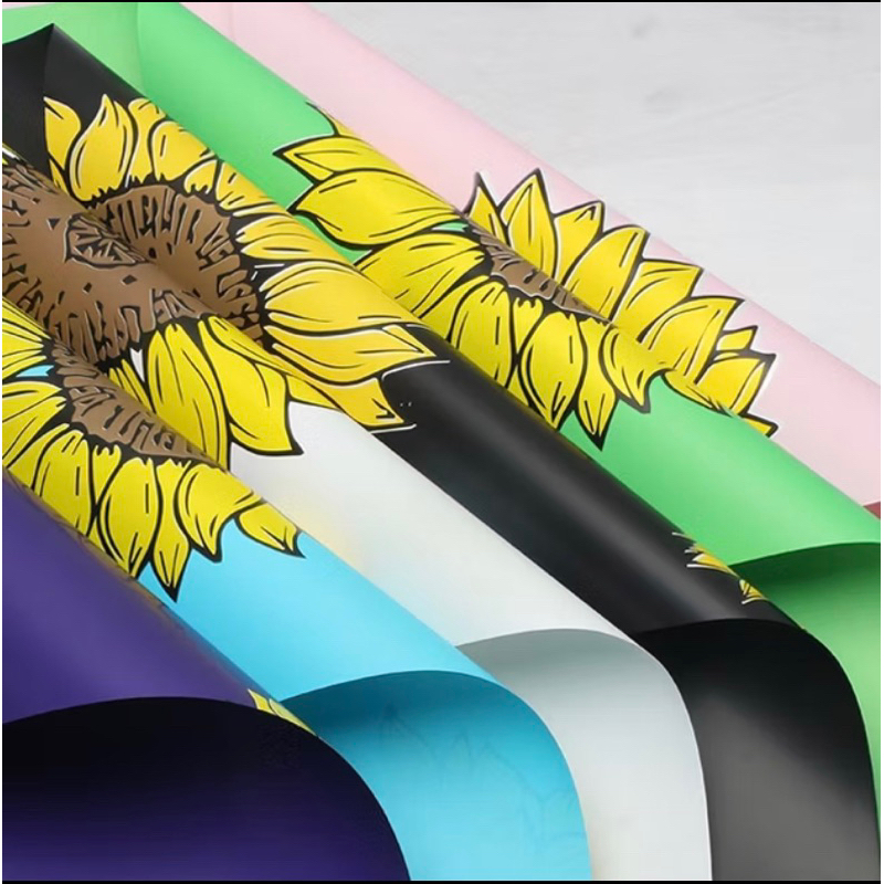 

KB064 20 LEMBAR Kertas Buket Bunga Solid Motif Bunga Matahari Daisy Flower Wrapping Paper Cellophane Waterproof [GROSIR] GQM