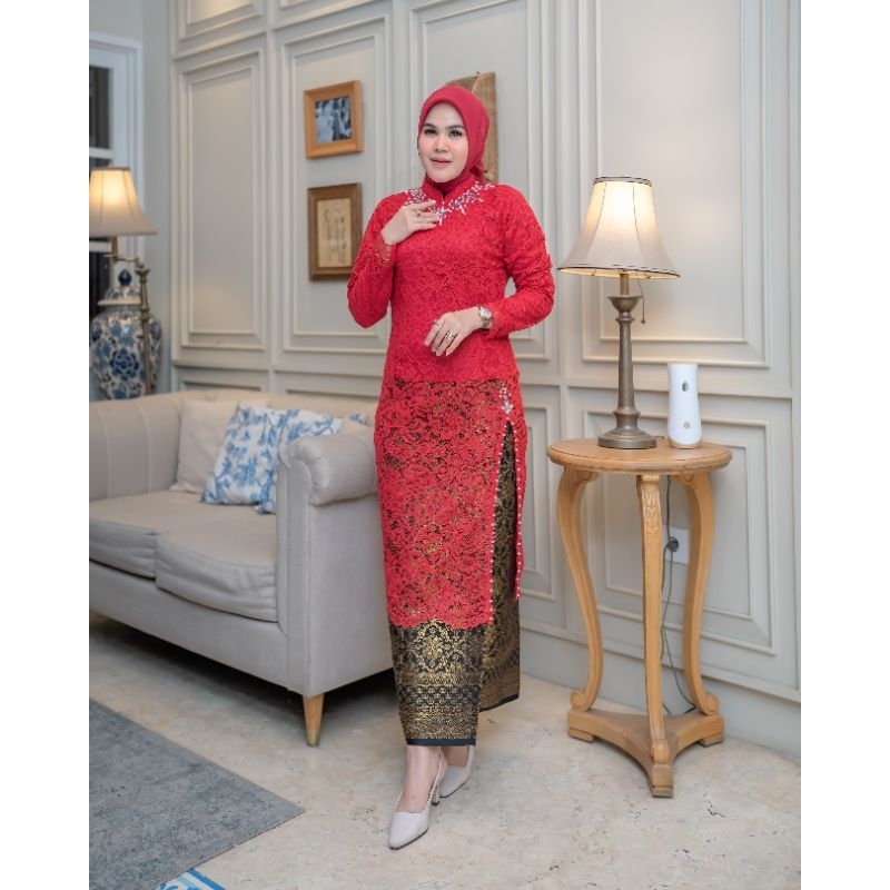 Tunik Brokat Payet Atasan Brokat Bawahan songket