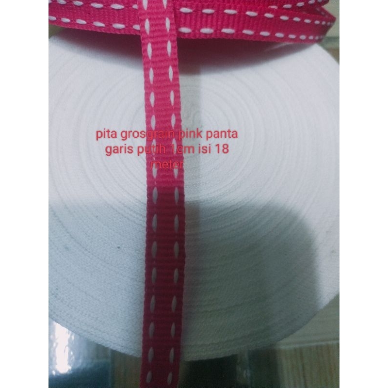 pita grosgrain warna pink panta/pink bebi ukuran 1cm  20 yard