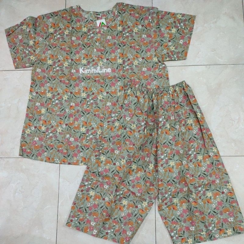Setelan Baju Tidur Merlin Bahan Katun 4 Corak Kembang Ukuran BD XXL Jumbo Celana Babydoll 3/4 Motif 