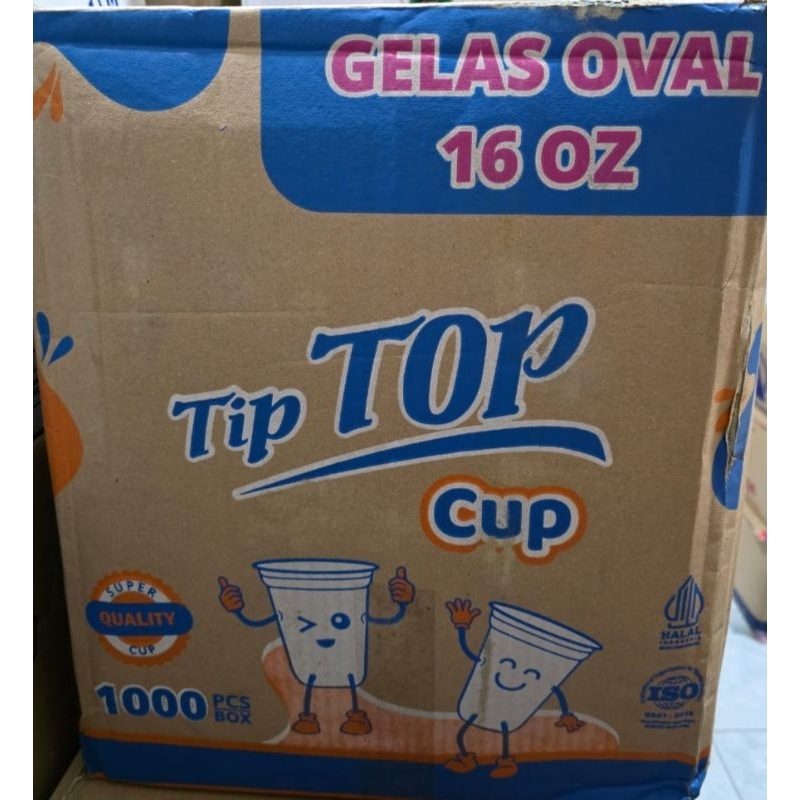 Gelas Plastik TIPTOP OVAL 16oz, 18oz & 22oz (PER DUS)
