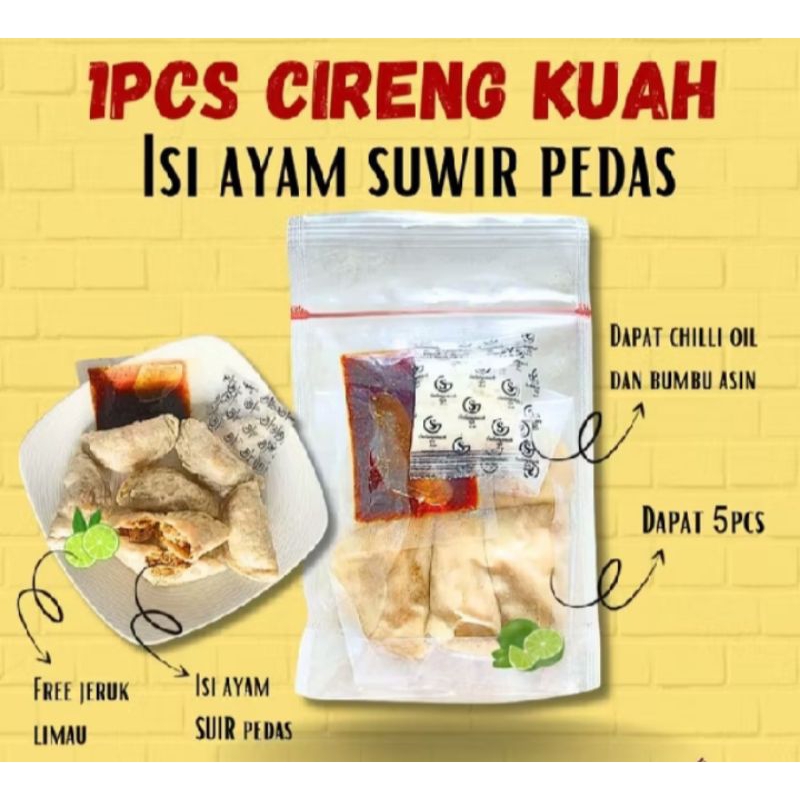 

1 Bungkus Cireng Kuah Isi Ayam Suwir 5 Pcs Cireng Pedas Bumbu Chili Oil Superr Enakk