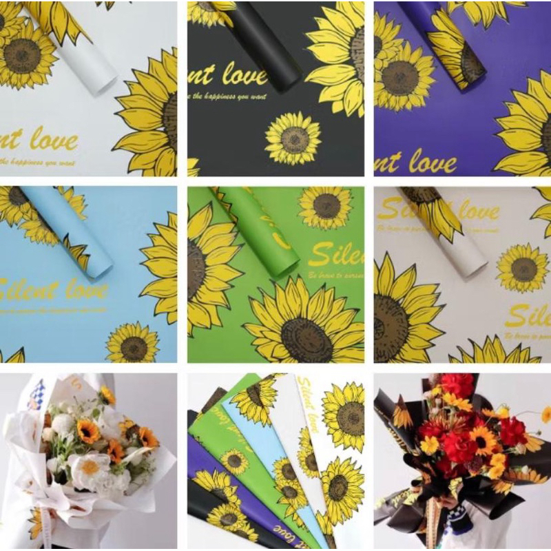 

KB064 20 LEMBAR Kertas Buket Bunga Solid Motif Bunga Matahari Daisy Flower Wrapping Paper Cellophane Waterproof [GROSIR] TO