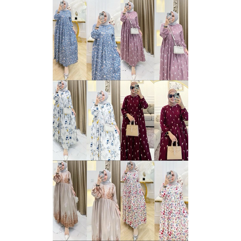Gamis Midi Rayon diamond premium // gamis midi rayom viscose // gamis rayon premium // gamis kekinia