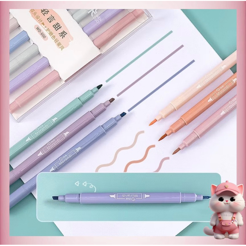 

N170 ( 1 Set 6 Pcs ) 2in1 Highlighter Vintage / 6PCS Highlighter Dua Sisi / Stabilo Mewarnai Colorful Bujo Journaling / Highlighter Morandi Macaron