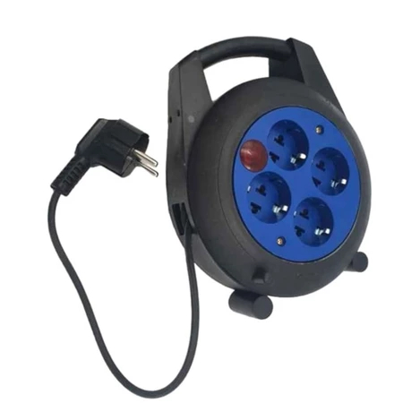 Terminal colokan listrik bulat Kabel Rol 4 Lubang, panjang kabel 10meter