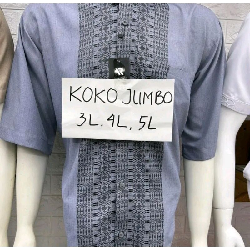 Baju Koko Jumbo Ukuran Bige Size / Baju Koko Lengan Pendek / Baju Koko Pria Jumbo
