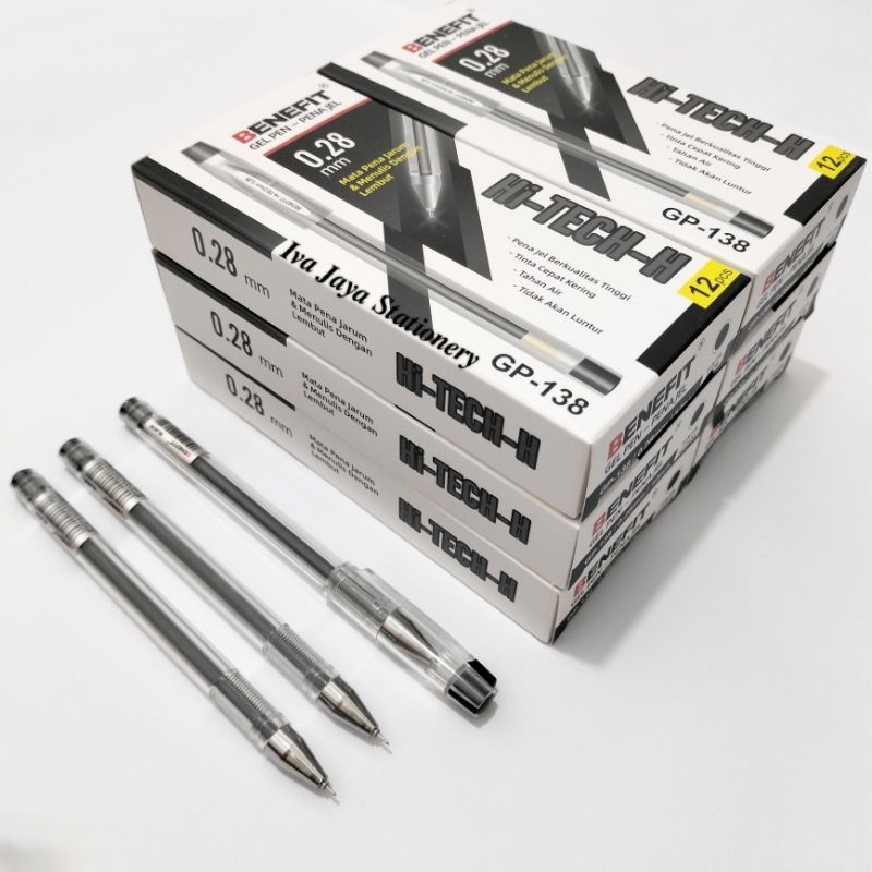

1 Pak Pulpen Gel BENEFIT HI-TECH-H 0,28mm GP-138 Tinta Hitam