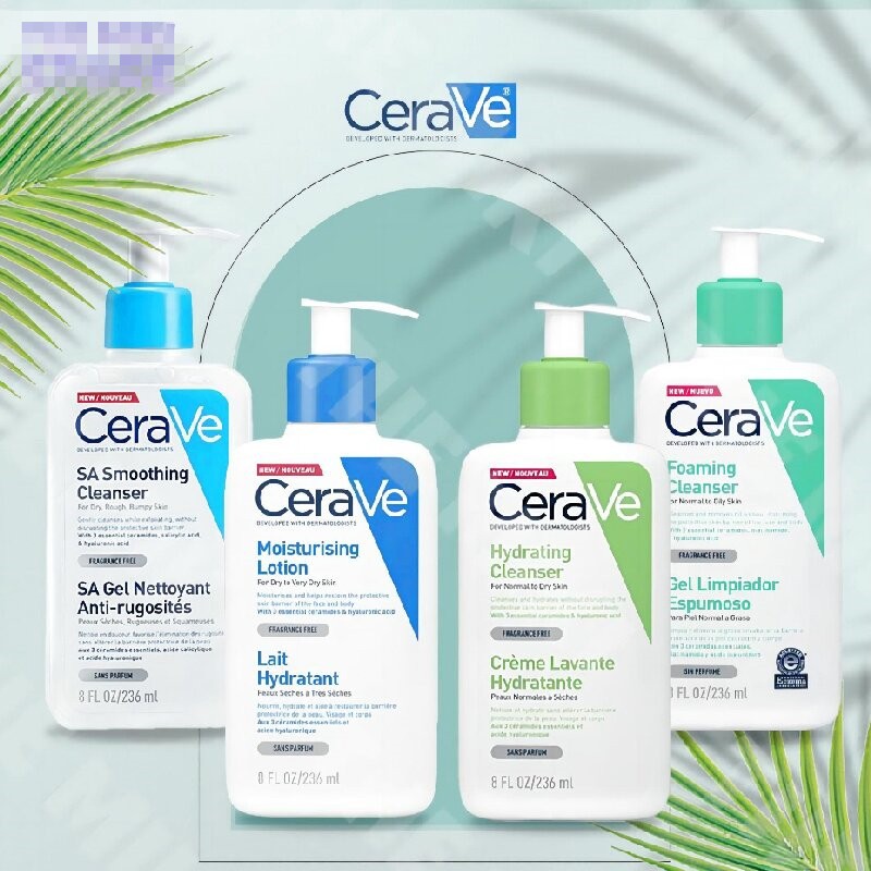 Cerave Body Moisturizing Lotion 236ml/Hydrating Cleanser 236ml/ Sa Smoothing 236ml / Foaming Facial 