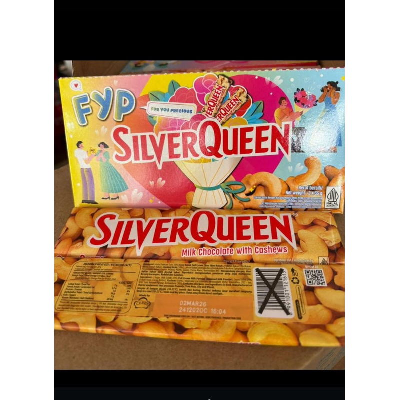 

silverqueen / silverqueen 55gr / silverqueen twin pack / silverqueen almond / silverqueen mede cashew / silver queen / cokelat silverqueen