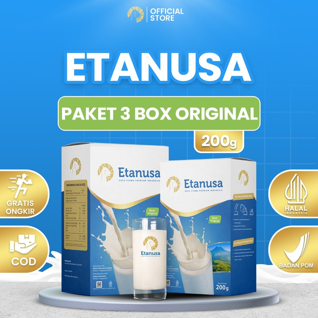 

ETANUSA Paket 3 Box 200gr Susu Kambing Etawa Murni Menjaga Kesehatan Jantung
